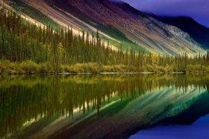 landscape, Nature, Mountain, Forest, River, Clouds, Water, Reflection, Canada, Trees