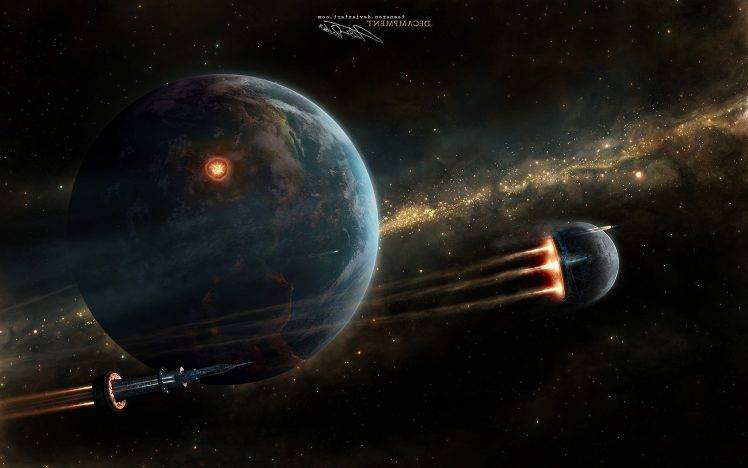 Taenaron, Render, CGI, Futuristic, Spaceship, Planet, Space HD Wallpaper Desktop Background