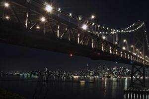 bridge, Night, City, Landscape