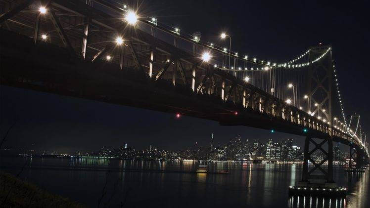 bridge, Night, City, Landscape HD Wallpaper Desktop Background