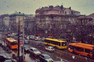Belgrade, Snow, City, Serbia, Car, Buses