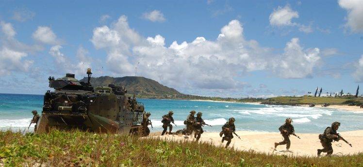 military, Beach, Soldier, USMC, AAV P7 A1 HD Wallpaper Desktop Background