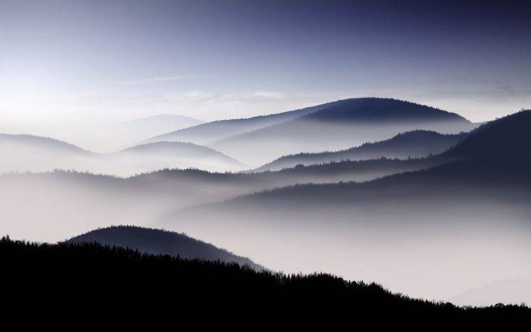 nature, Landscape, Sunrise, Mist, Mountain, Calm HD Wallpaper Desktop Background