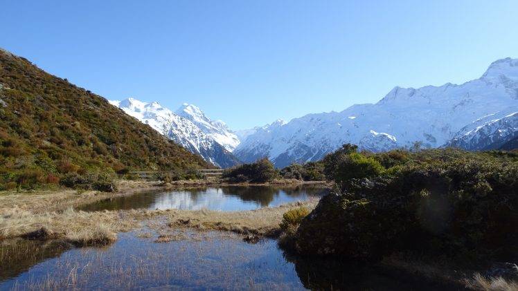 landscape, Snowy Peak, Mount Cook, National Park, New Zealand HD Wallpaper Desktop Background