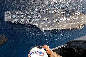 aircraft, Aircraft Carrier, Military, Navy, Ship, Aerial View, FA 18 Hornet