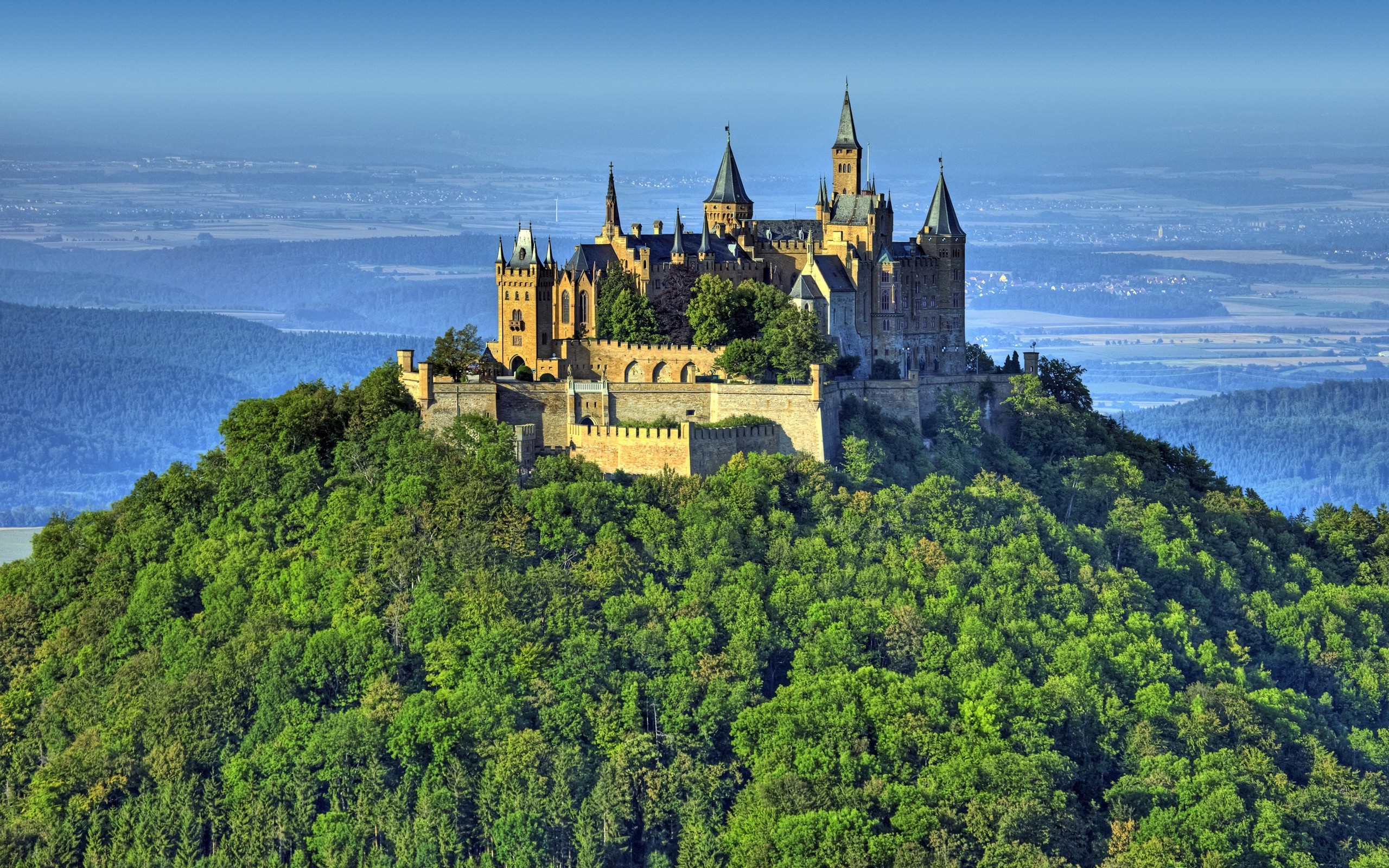 nature, Landscape, Architecture, Hill, Sky, Trees, Forest, Germany, Castle, Tower, Ancient, Field, Hohenzollern Wallpaper