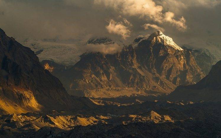 nature, Landscape, Mountain, Sunset, Clouds, Snowy Peak, Sunlight HD Wallpaper Desktop Background