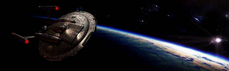 Star Trek, USS Enterprise (spaceship), Space, Multiple Display HD Wallpaper Desktop Background