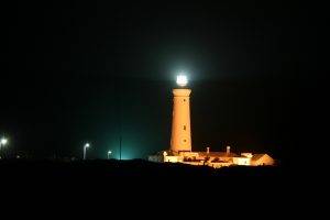 lighthouse, Night, Landscape, Lights