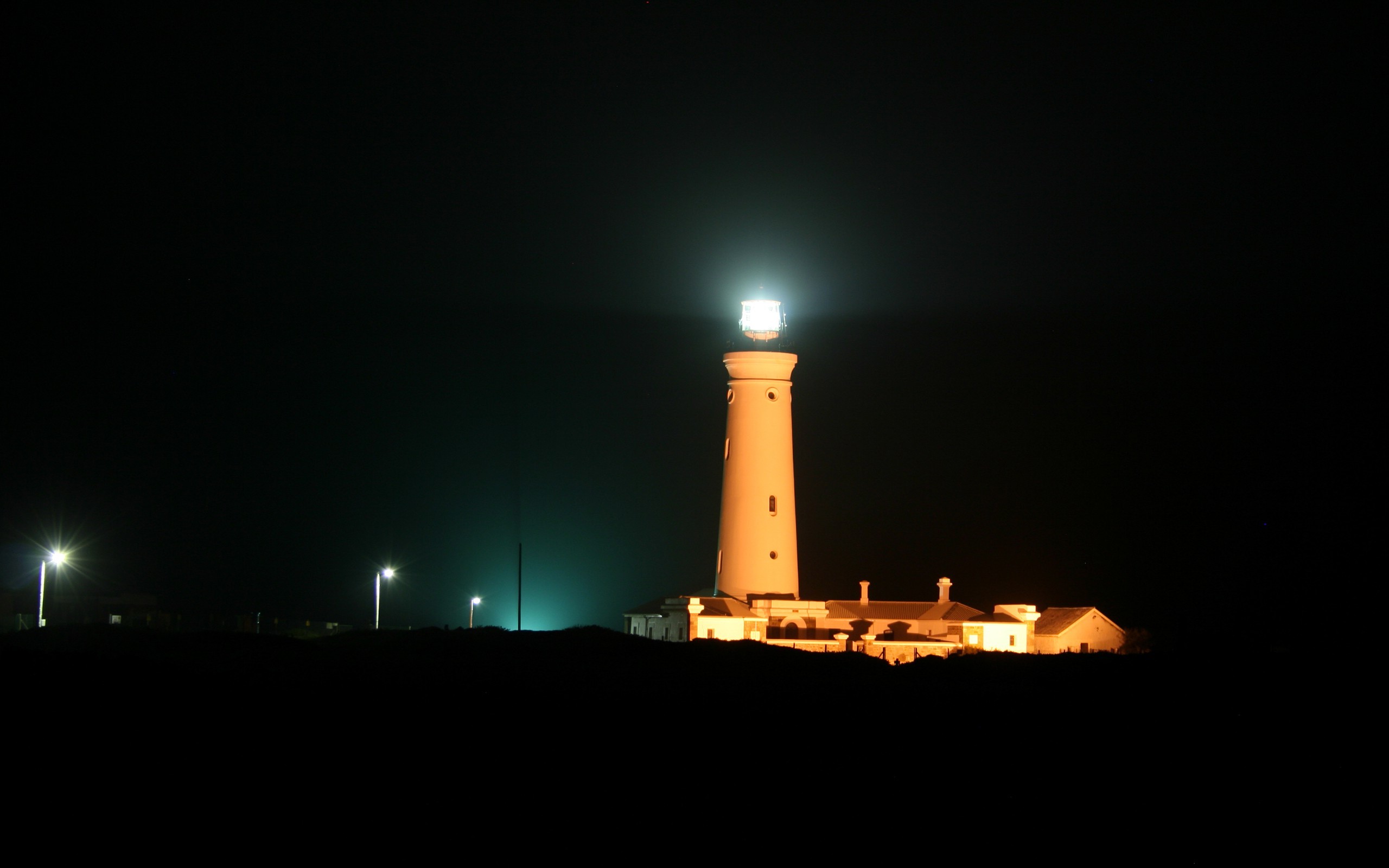 lighthouse, Night, Landscape, Lights Wallpaper