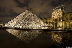 museum, Reflection, The Louvre, Landscape