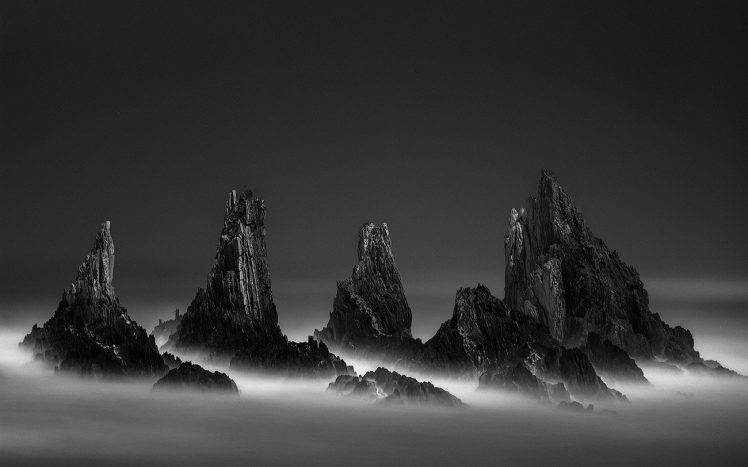 nature, Landscape, Mist, Mountain, Monochrome, Dragon, Colorado, Moonlight HD Wallpaper Desktop Background