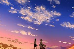 clouds, Sky, Sunset, Fantasy Art