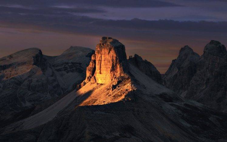 nature, Landscape, Mountain, Sunset, Alps, Italy, Sunlight, Clouds HD Wallpaper Desktop Background