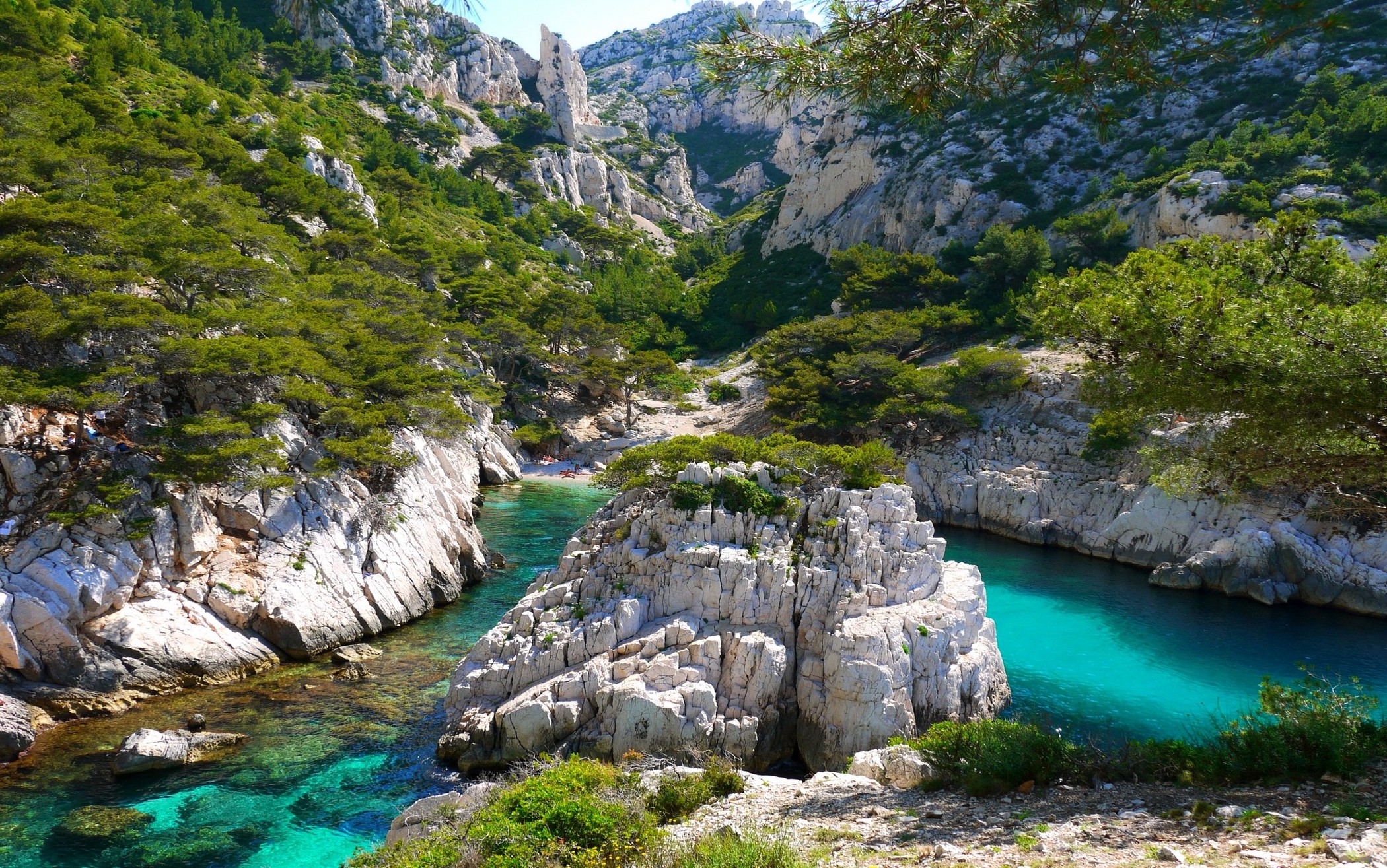 landscape, Nature, Coves, Beach, Trees, Mountain, Turquoise, Water, France, Limestone, Rock, Summer Wallpaper