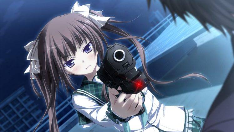 anime, Twintails, Hapymaher, Gun HD Wallpaper Desktop Background