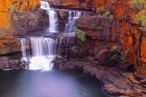 waterfall, Nature, Pond, Rock, Shrubs, Australia, Landscape