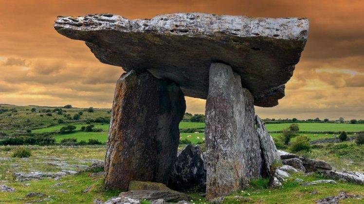 nature, Landscape, Dolmen, Stone, Ireland, Prehistoric, Archeology, Grass, Clouds, Hill HD Wallpaper Desktop Background