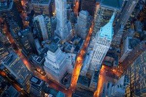 landscape, Cityscape, New York City, Lights, Aerial View, Skyscraper, Building, Architecture, Evening, Street, Metropolis, Urban