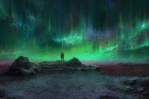 aurorae, Green, Landscape, Fantasy Art