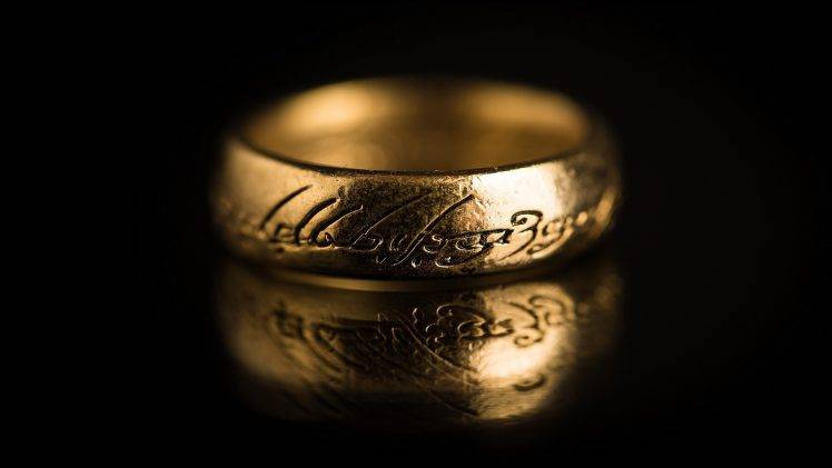 The Lord Of The Rings, Rings, Reflection, Black Background, Depth Of Field, The One Ring HD Wallpaper Desktop Background