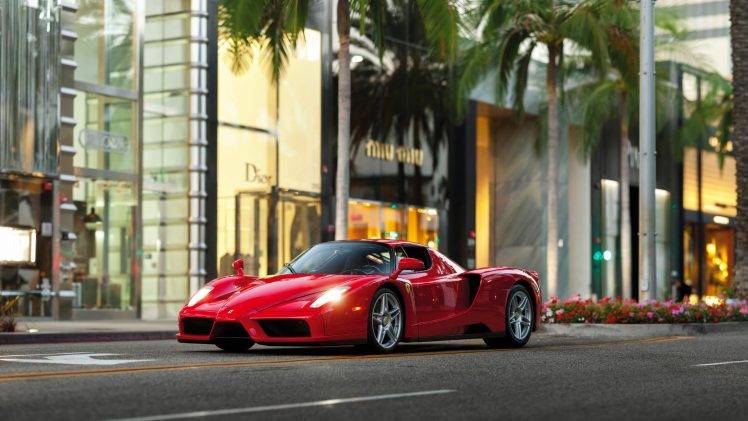 car, Street, Ferrari, Palm Trees, Ferrari Enzo HD Wallpaper Desktop Background