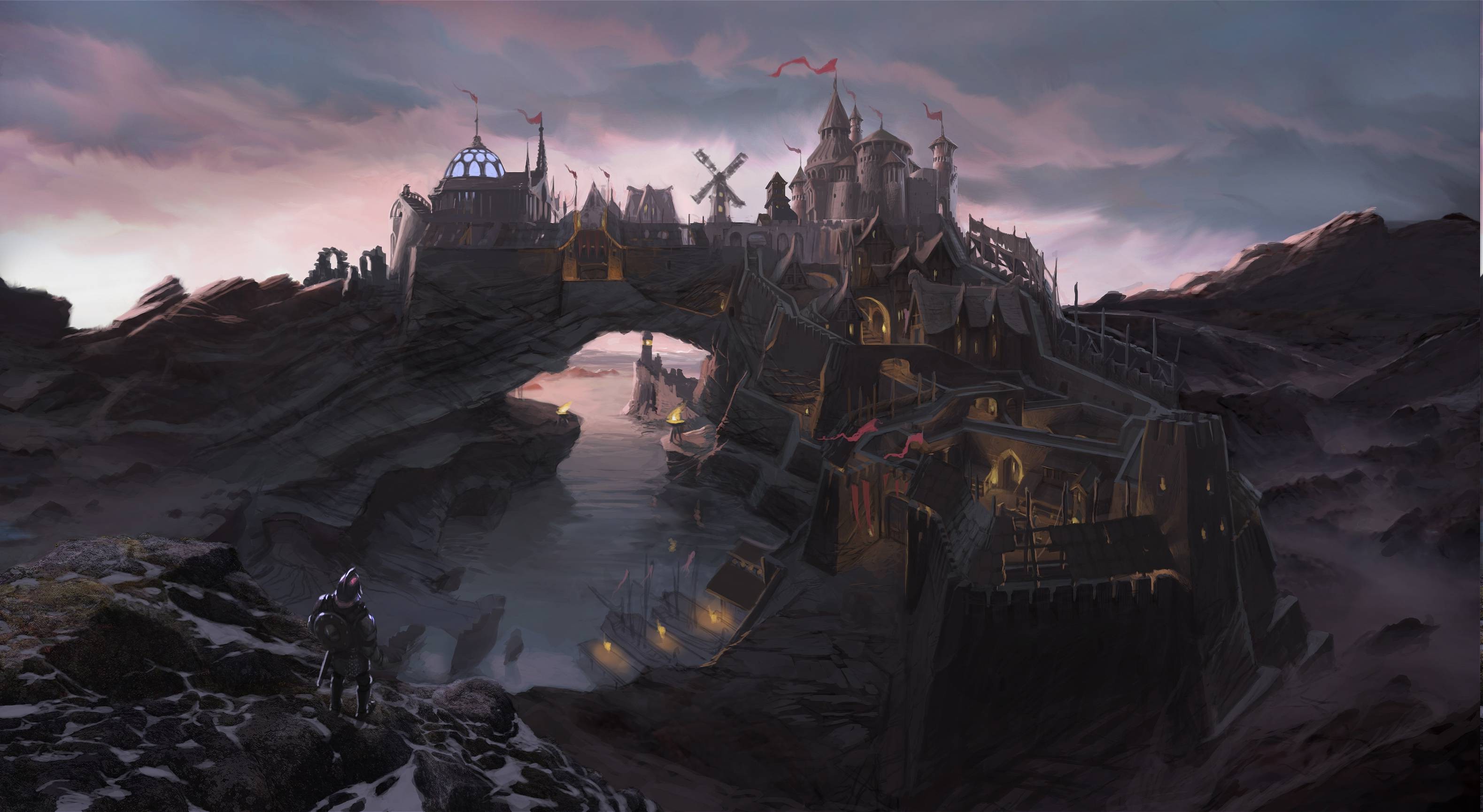 fantasy Art, Knight, Castle Wallpaper