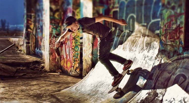 skateboard, Graffiti HD Wallpaper Desktop Background