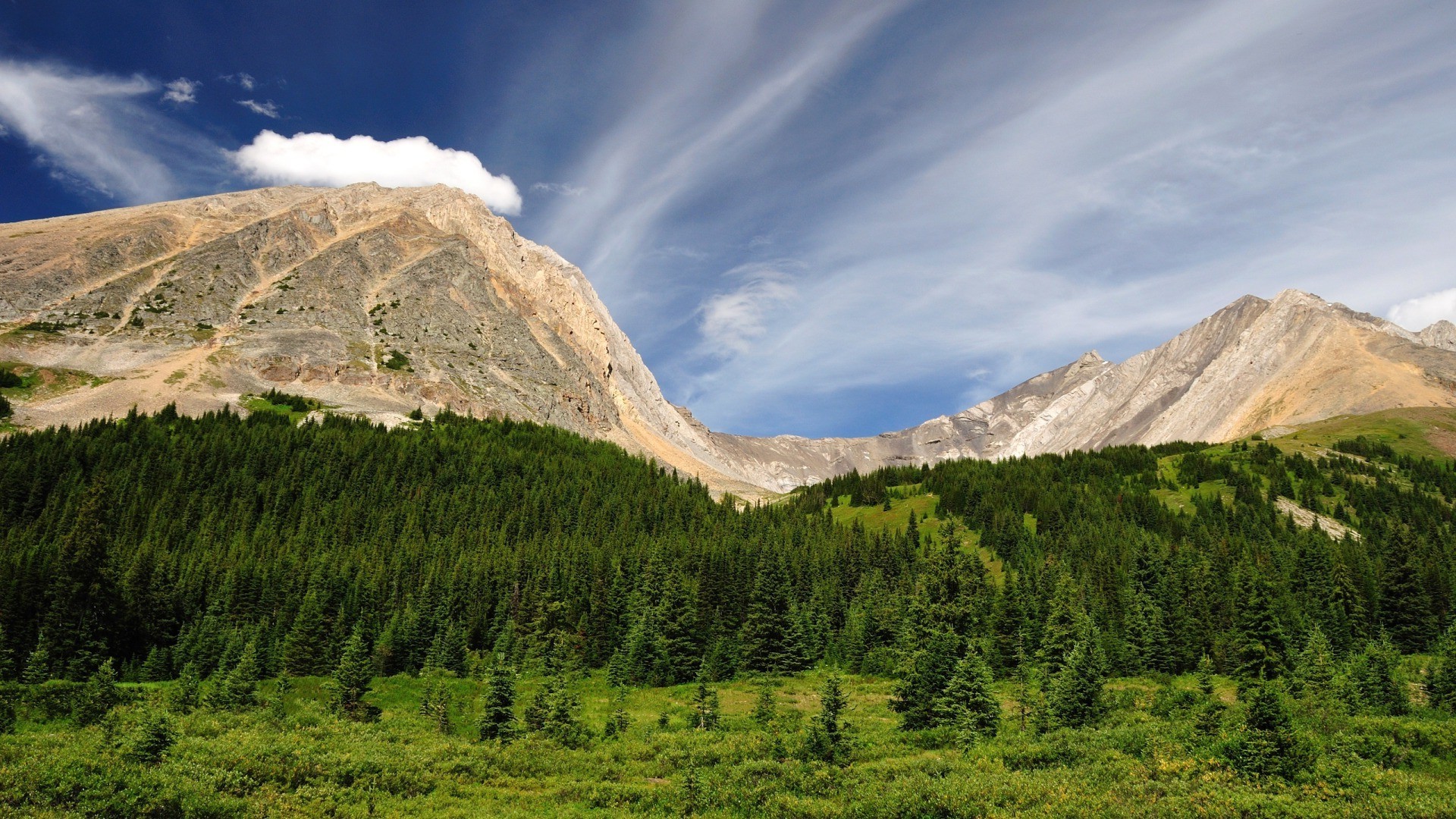 nature, Landscape, Mountain, Hill, Clouds, Rock, Trees, Forest, Pine Trees Wallpaper