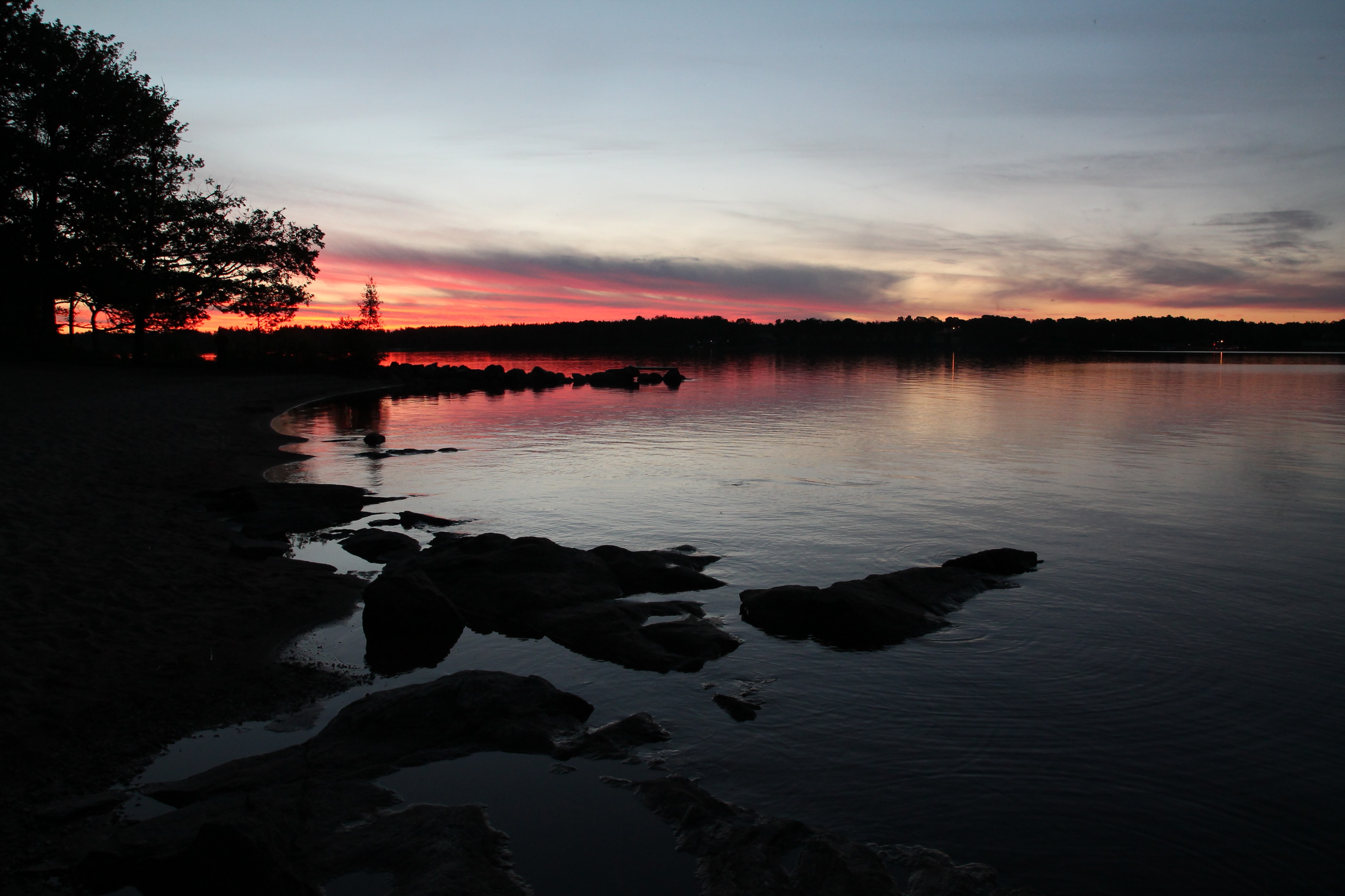 sunset, Lake, Nature, Sweden, Landscape Wallpaper