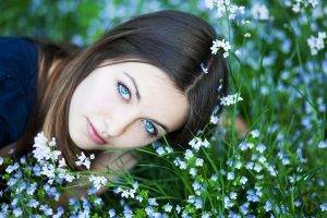 blue Eyes, Nature, Women, Flowers, Blue Flowers