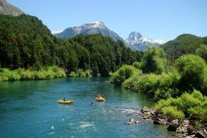 turquoise, Water, River, Chile, Mountain, Nature, Forest, Rafting, Snowy Peak, Summer, Landscape