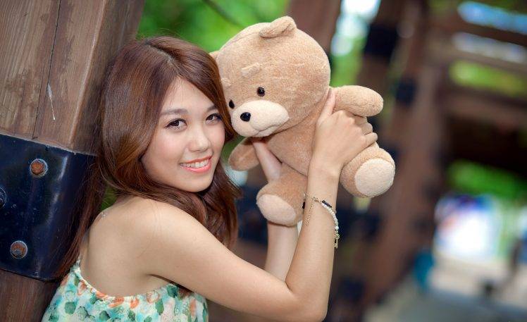 teddy Bears, Smiling, Brunette HD Wallpaper Desktop Background