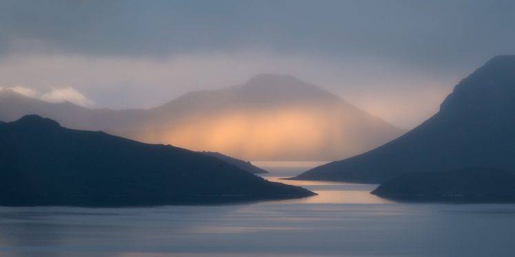 nature, Landscape, Sunset, Sun Rays, Mountain, Mist, Lake, Sunlight, Tasmania HD Wallpaper Desktop Background