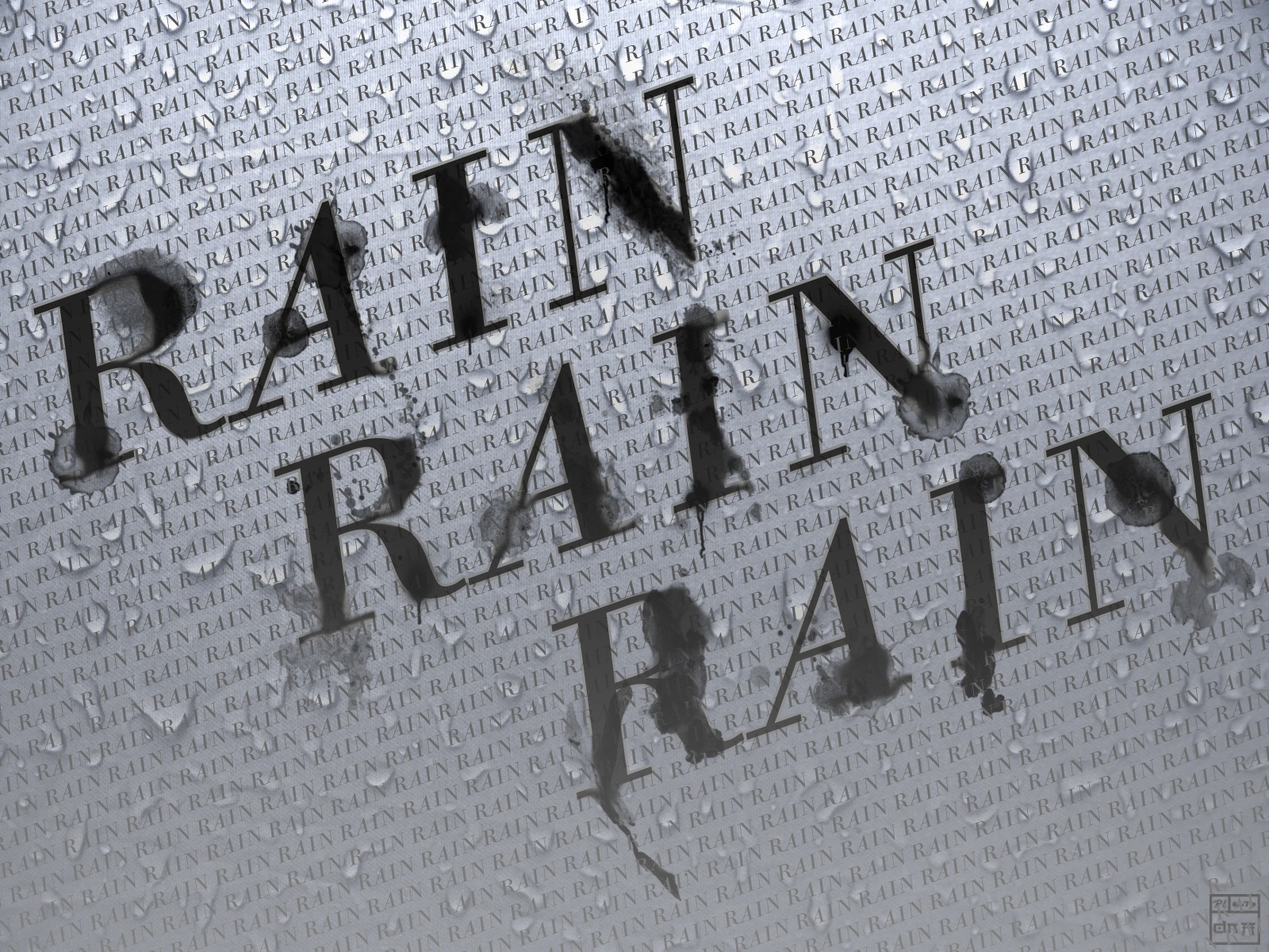 rain, Wet, Typography, Monochrome Wallpaper