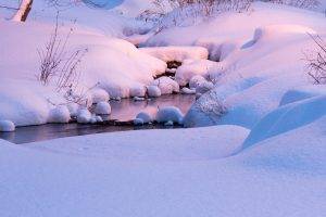 river, Snow, Winter, Landscape
