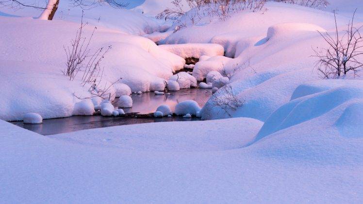 river, Snow, Winter, Landscape HD Wallpaper Desktop Background
