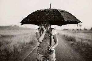 monochrome, Umbrella, Rain, Overalls