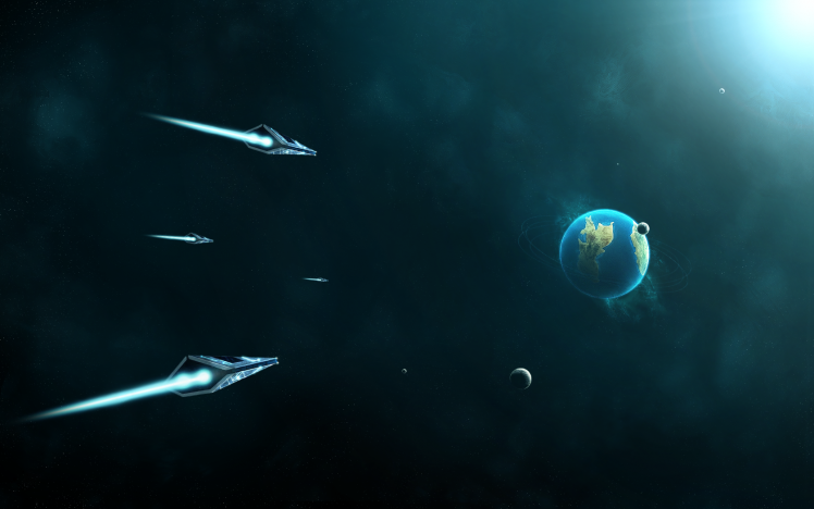 spaceship, Planet, Space, Futuristic, CG Render HD Wallpaper Desktop Background