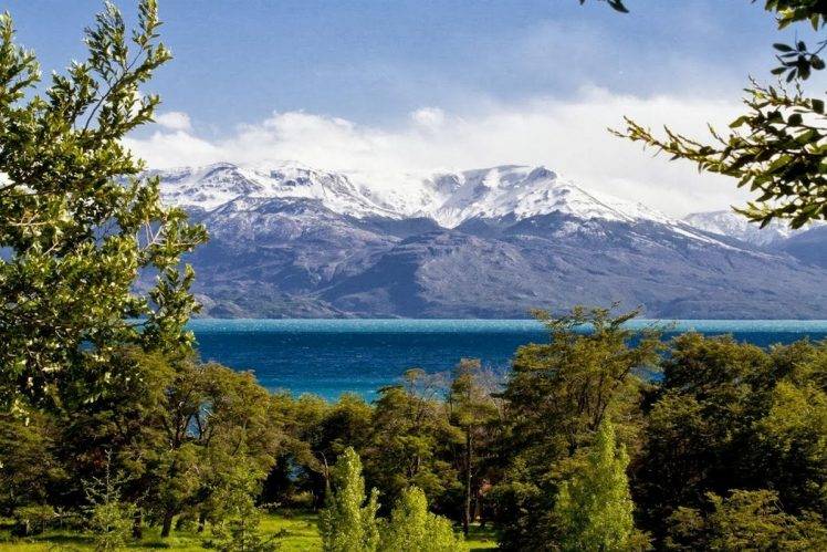 nature, Landscape, Mountain, Chile, Patagonia, Lake, Trees, Snowy Peak, Grass HD Wallpaper Desktop Background