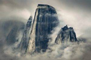 mountain, Mist, Cliff, Landscape