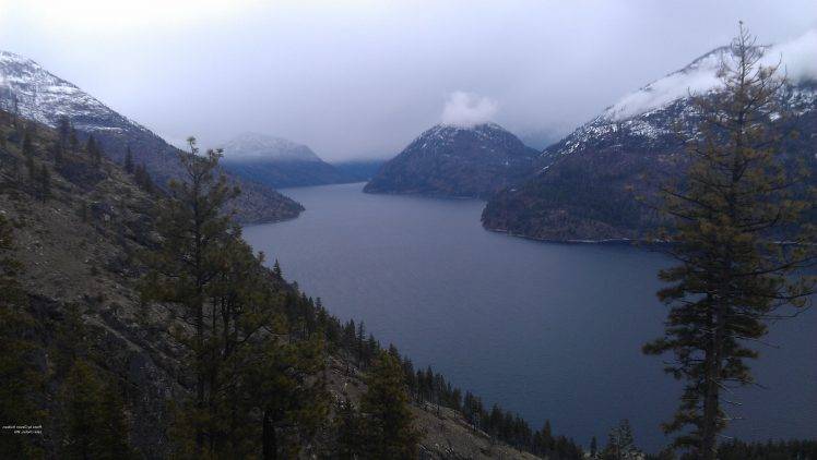 lake, Lake Chelan, Mountain, Cascade Mountains, Clouds, Pine Trees, Landscape HD Wallpaper Desktop Background