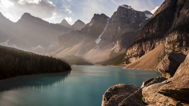 nature, Mountain, Lake, Landscape, Trees, Forest, Snow HD Wallpaper Desktop Background