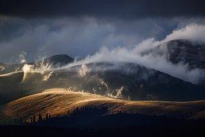 landscape, Nature, Morning, Sunlight, Mist, Mountain, Forest, Romania, Clouds