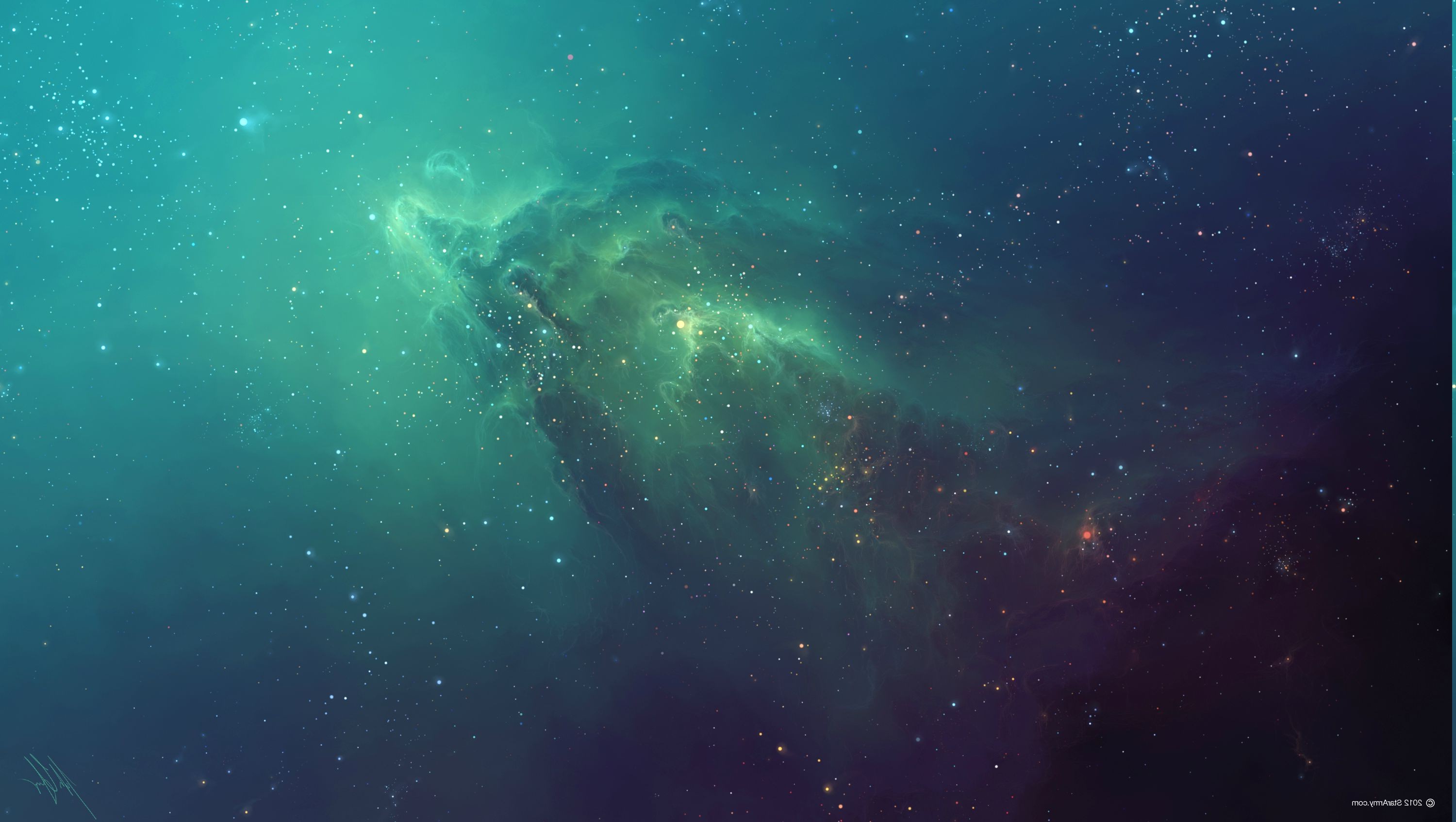green, Space, Artwork, TylerCreatesWorlds, Nebula Wallpaper