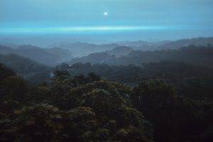 nature, Landscape, Mist, Forest, Hill, Blue, Moon, Sky, Atmosphere, Valley, South Korea