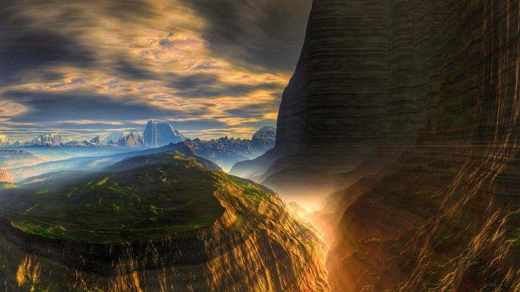 nature, Landscape, Canyon, Mist, Clouds, Mountain, Erosion, Sunlight, Sky, Atmosphere, Cliff HD Wallpaper Desktop Background
