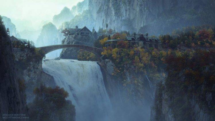 waterfall, Movies, The Lord Of The Rings, Rivendell HD Wallpaper Desktop Background