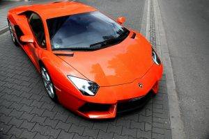 car, Orange, Lamborghini, Lamborghini Aventador