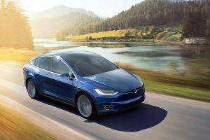 Tesla Model X, Car, Road, Motion Blur
